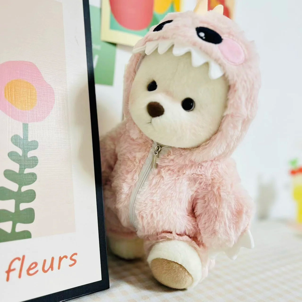 30Cm Medium Lena Bear Doll Clothes Green Dinosaur Jumpsuit Pink Dinosaur Suit Teddy Bear Replacement Outfit Dolls Accessories